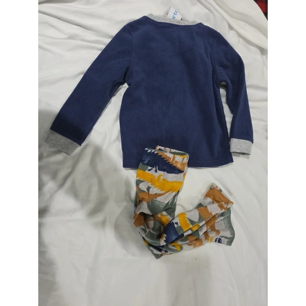 Carters Boys Fleece Pajama Set Size 4T Dinosaurs‎ Cozy Comfy Pjs Pajamas